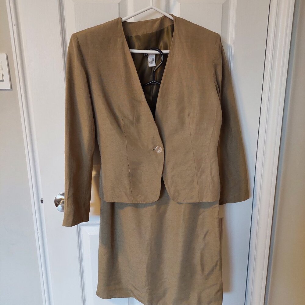 Vintage Rodier Paris  Blazer and Skirt Set FR42 US 10 Made in France Beige